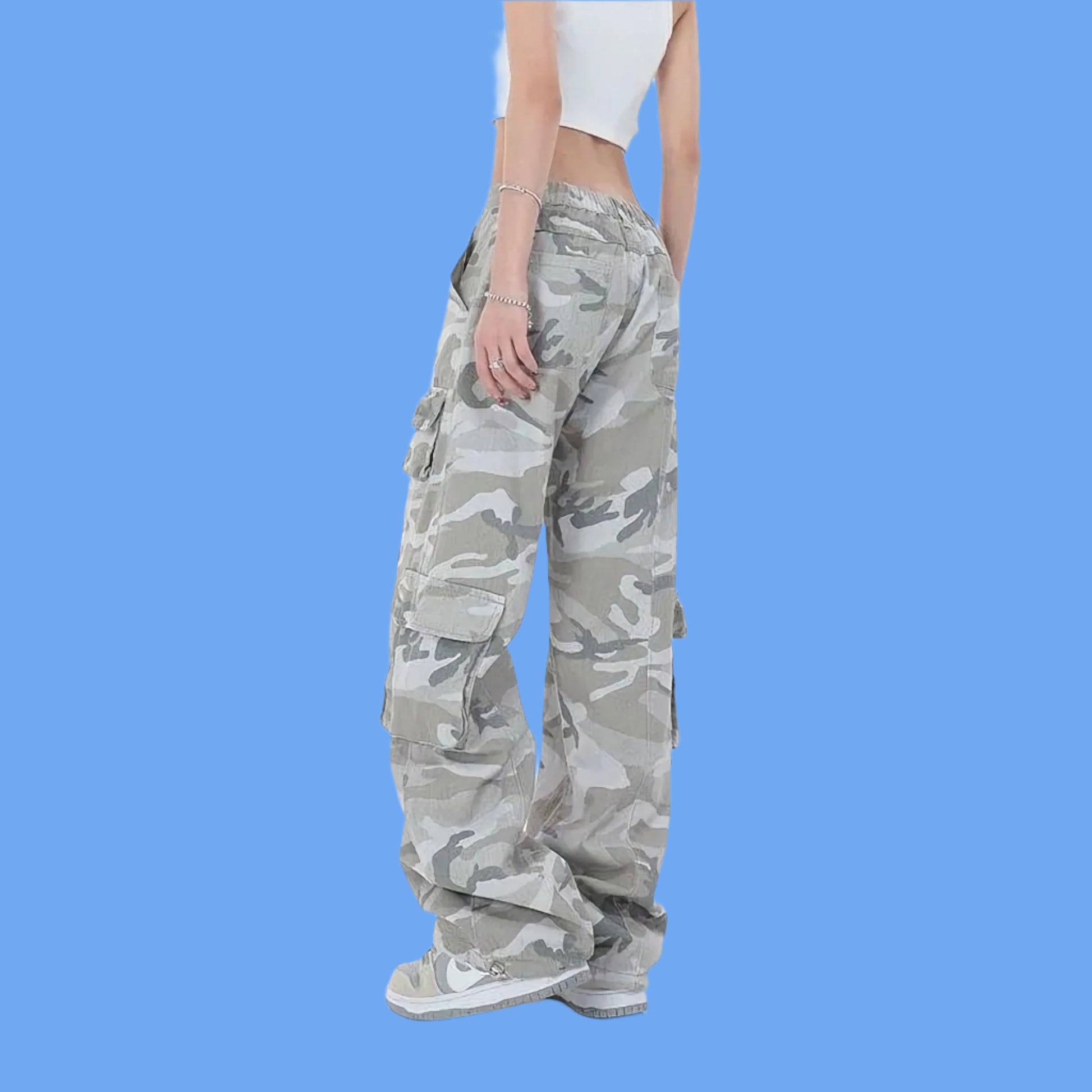 Camouflage Women Popular Military Loose Street Cargo Oversize Wide Leg Pants - JVMCL