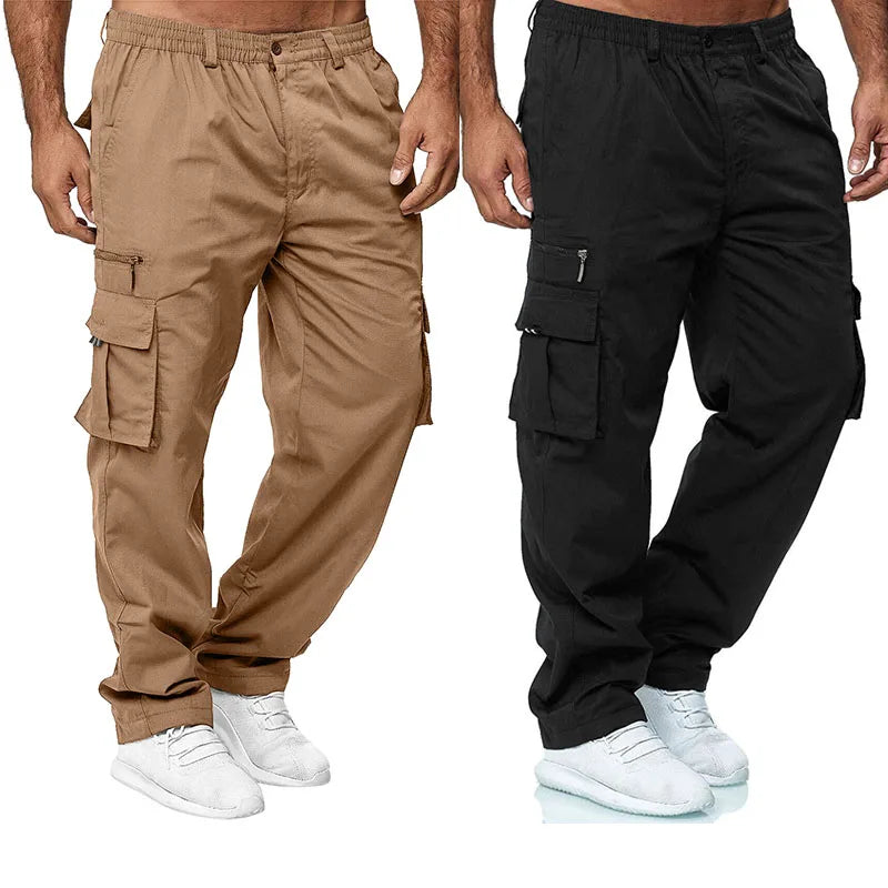 Men’s Multi-Pocket Cargo Pants – Military Tactical Loose-Fit Outdoor Trousers