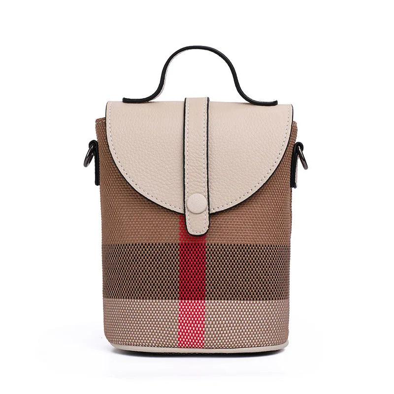 Mini Lattice Canvas Crossbody Ladies Bag - Small Fashion Shoulder Handbag for Women - JVMCL