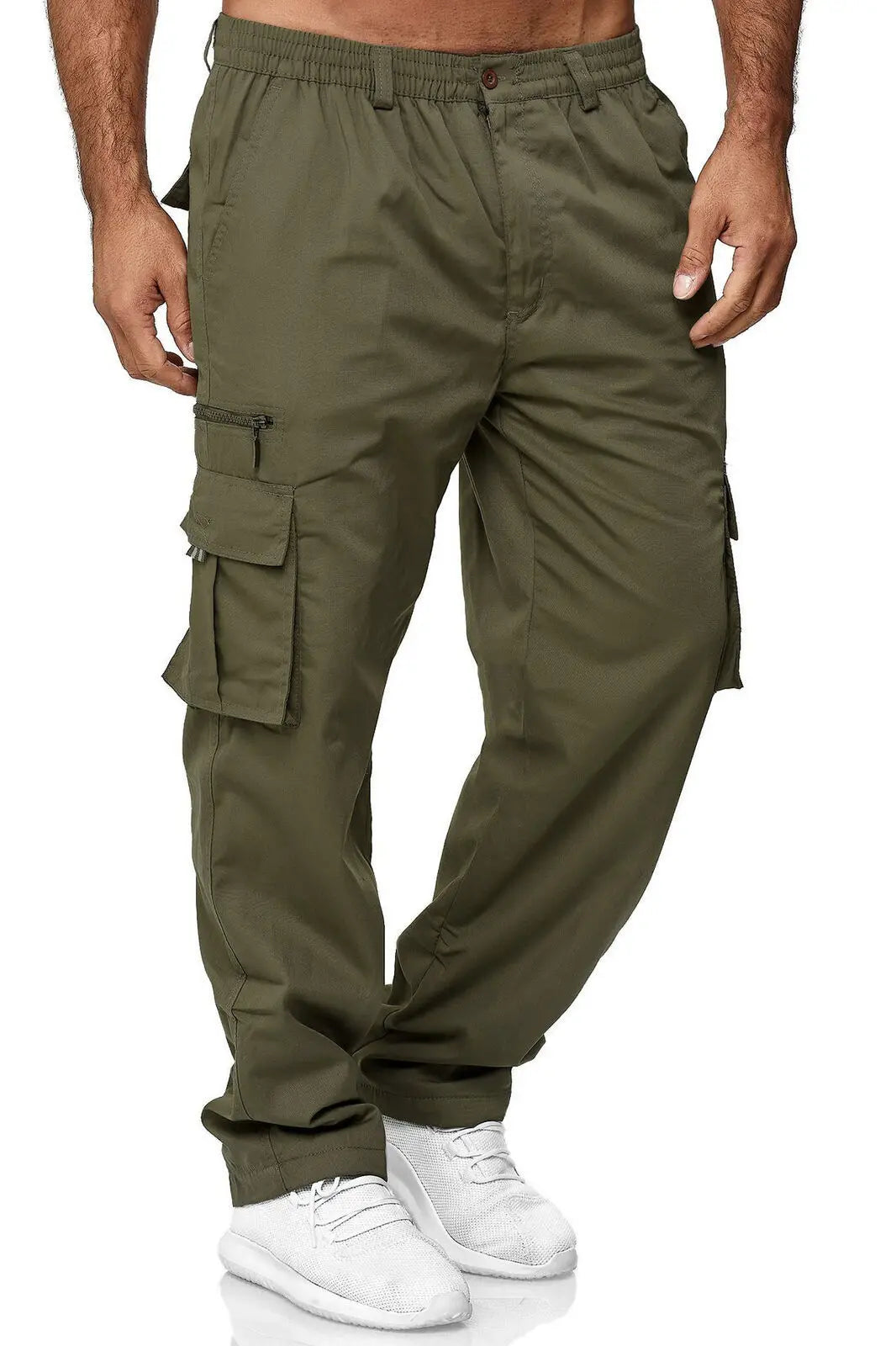 Men’s Multi-Pocket Cargo Pants – Military Tactical Loose-Fit Outdoor Trousers