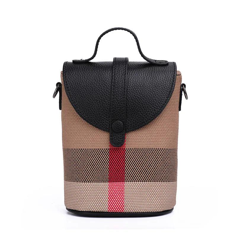 Mini Lattice Canvas Crossbody Ladies Bag - Small Fashion Shoulder Handbag for Women - JVMCL