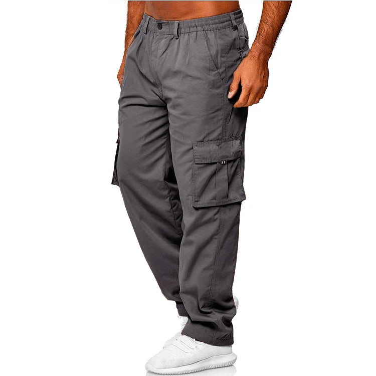 Men’s Multi-Pocket Cargo Pants – Military Tactical Loose-Fit Outdoor Trousers