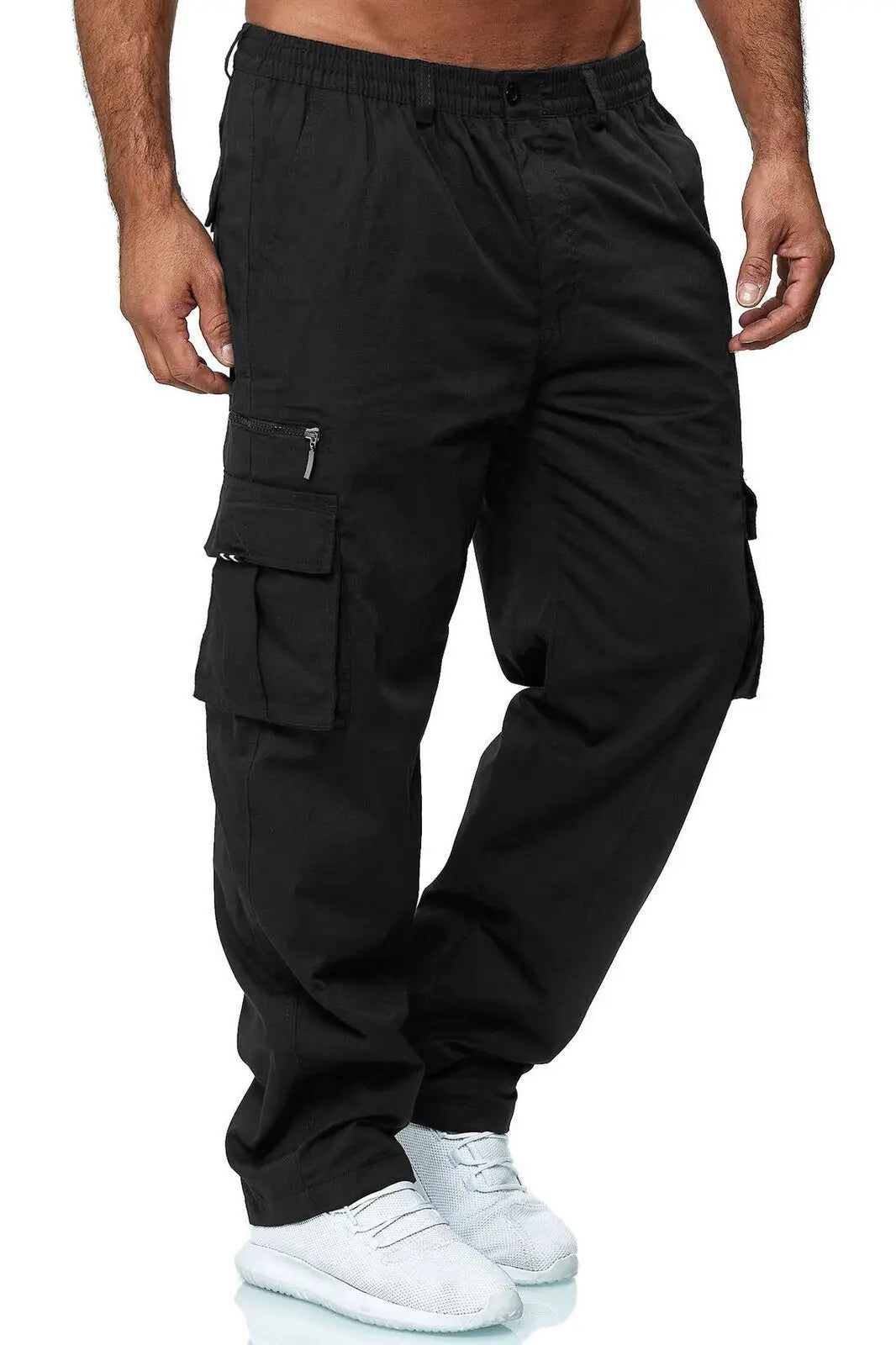 Men’s Multi-Pocket Cargo Pants – Military Tactical Loose-Fit Outdoor Trousers