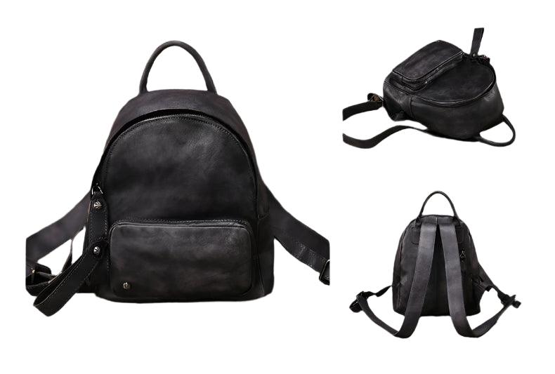 Vintage Genuine Leather Small Backpack – Retro Elegance & Everyday Comfort - JVMCL