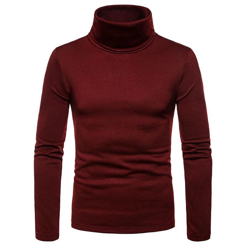 Men’s Slim Fit High Collar Double-Layer Autumn WinterTurtleneck Pullover Sweater - JVMCL