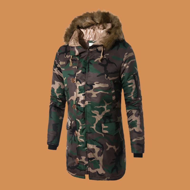 Russian Military Winter Long Camouflage Parka - Fur Collar Hooded Windproof Men's Jacket - JVMCL