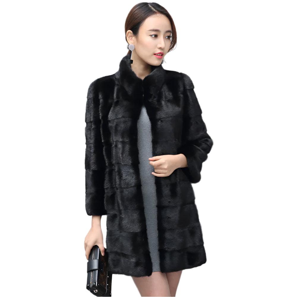 Thick Warm Collar Rabbit Fur Coat Women's Long-sleeve Fashion Jacket Fur Coat - JVMCL