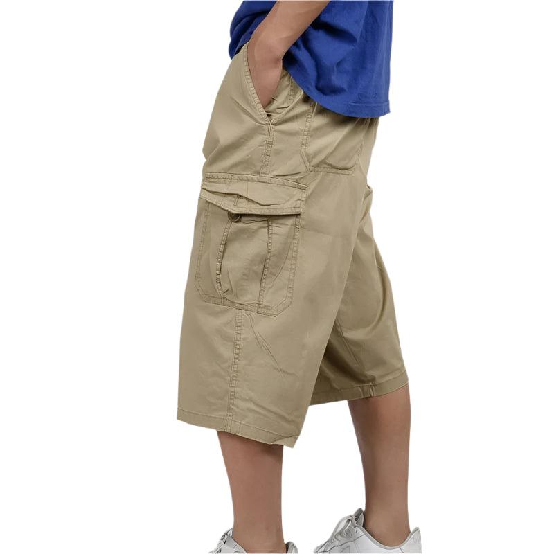 Male Calf Length Multi-Pocket Casual Baggy Plus Size Xl-6Xl Cargo Cotton Pants - JVMCL