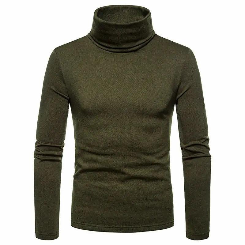 Men’s Slim Fit High Collar Double-Layer Autumn WinterTurtleneck Pullover Sweater - JVMCL