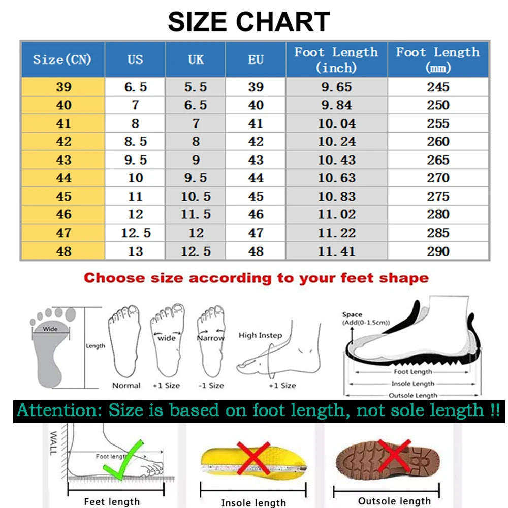 Men’s Lightweight Running Sneakers – Breathable & Cushioned for Comfort Chart