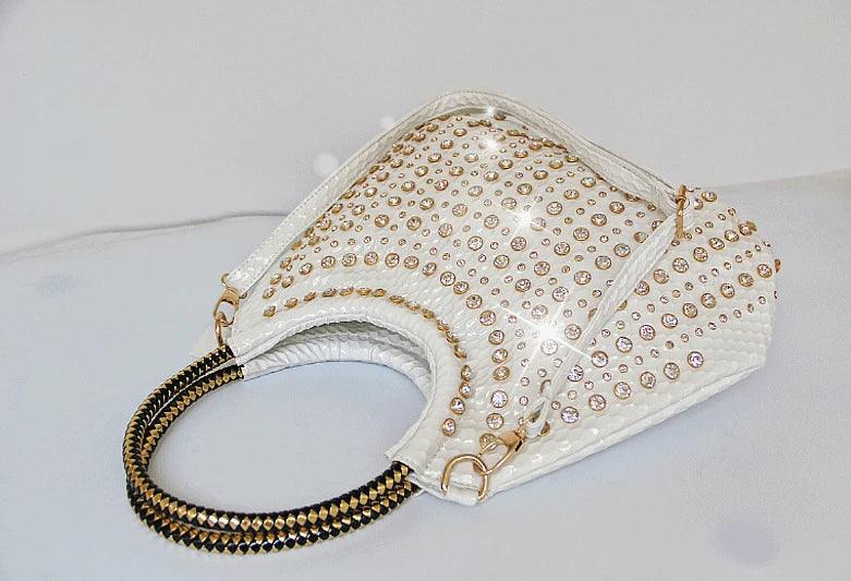 Luxury Fashion Diamond-Embellished Genuine Leather Shoulder Bag – Elegant & Timeless - JVMCL