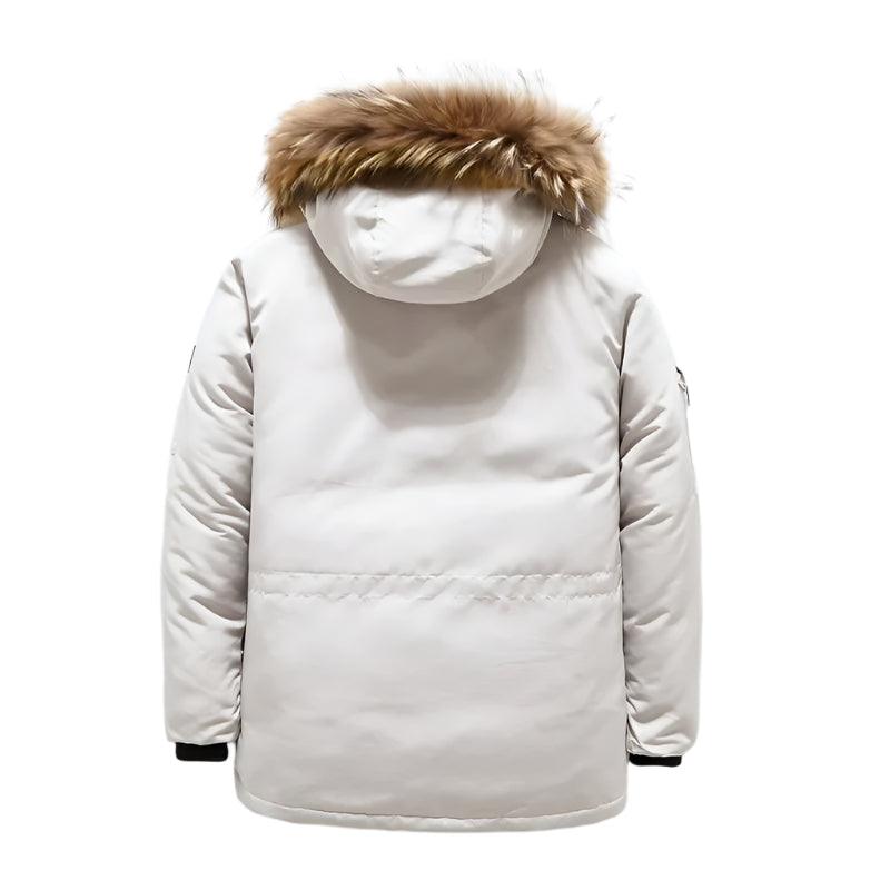 Military Camouflage Down Jacket: Thick Winter Parka Fur Collar & White Duck Down - JVMCL