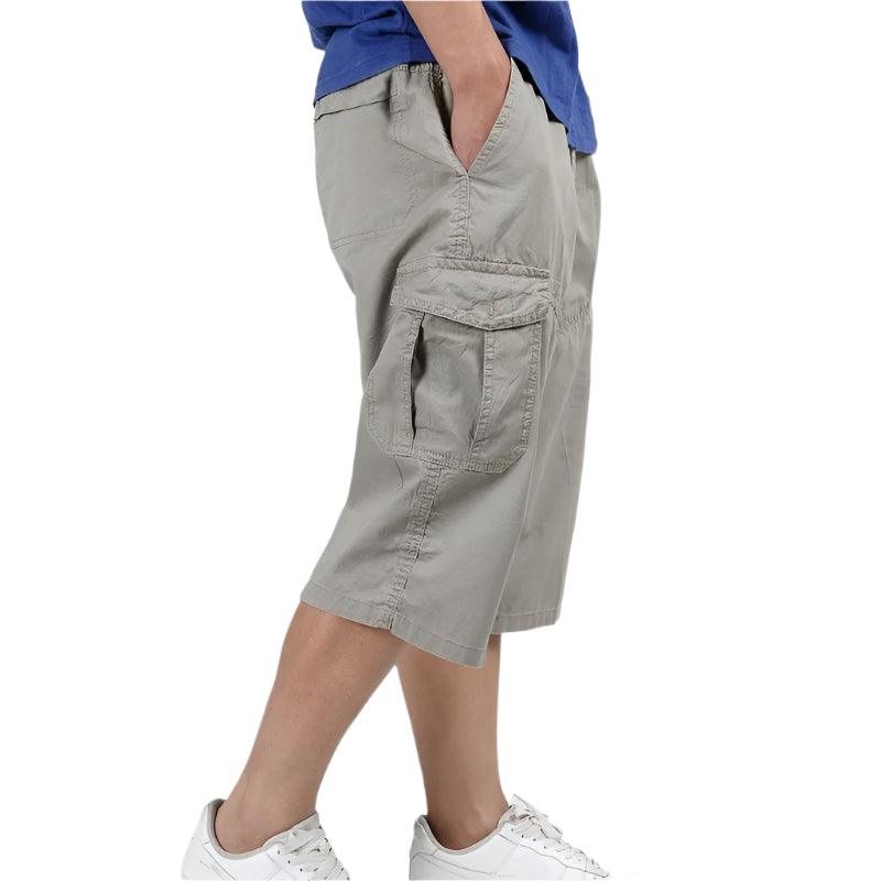 Male Calf Length Multi-Pocket Casual Baggy Plus Size Xl-6Xl Cargo Cotton Pants - JVMCL