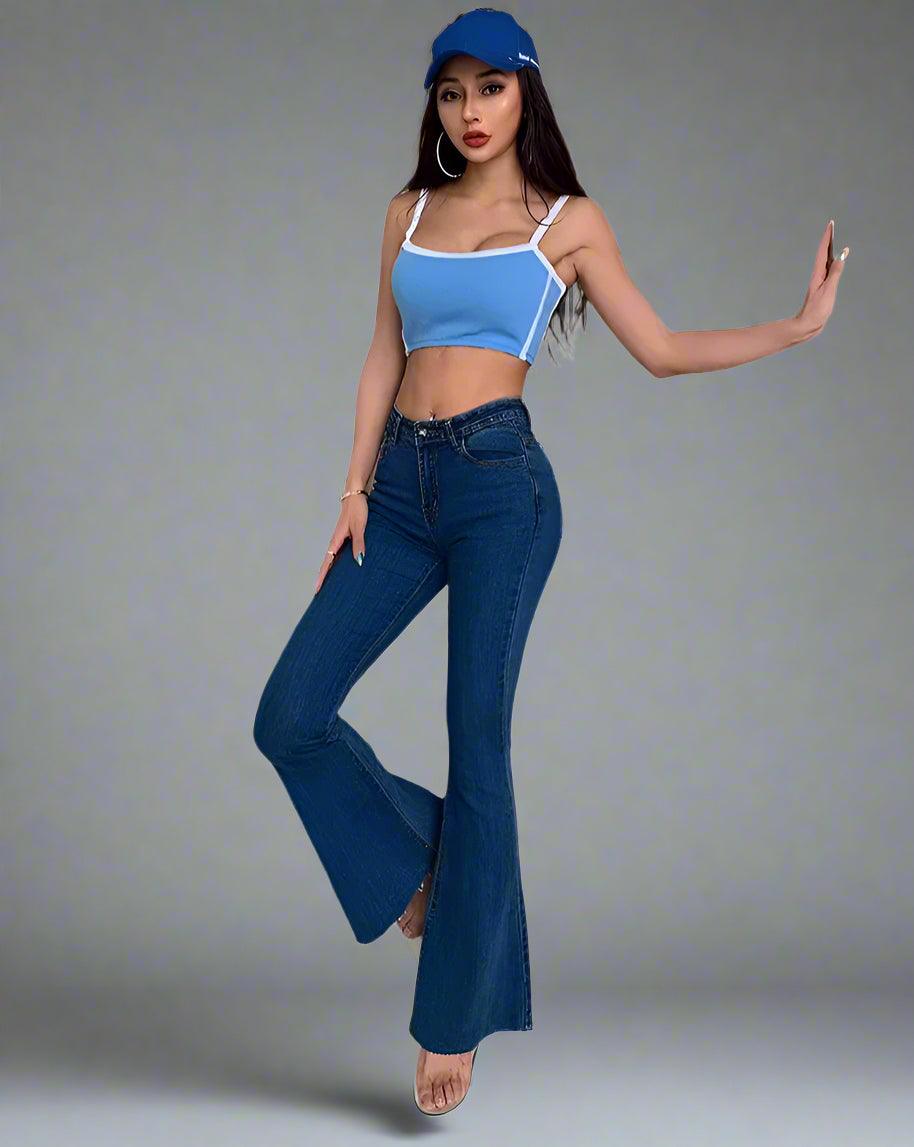 Vintage High-Waist Flare Jeans for Women – Retro Y2K Streetwear Style - JVMCL