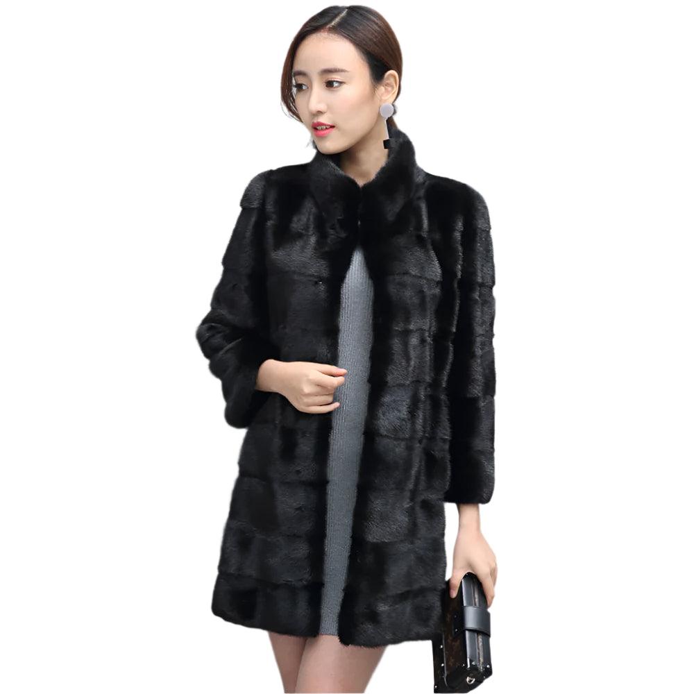 Thick Warm Collar Rabbit Fur Coat Women's Long-sleeve Fashion Jacket Fur Coat - JVMCL