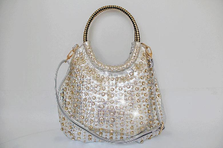 Luxury Fashion Diamond-Embellished Genuine Leather Shoulder Bag – Elegant & Timeless - JVMCL