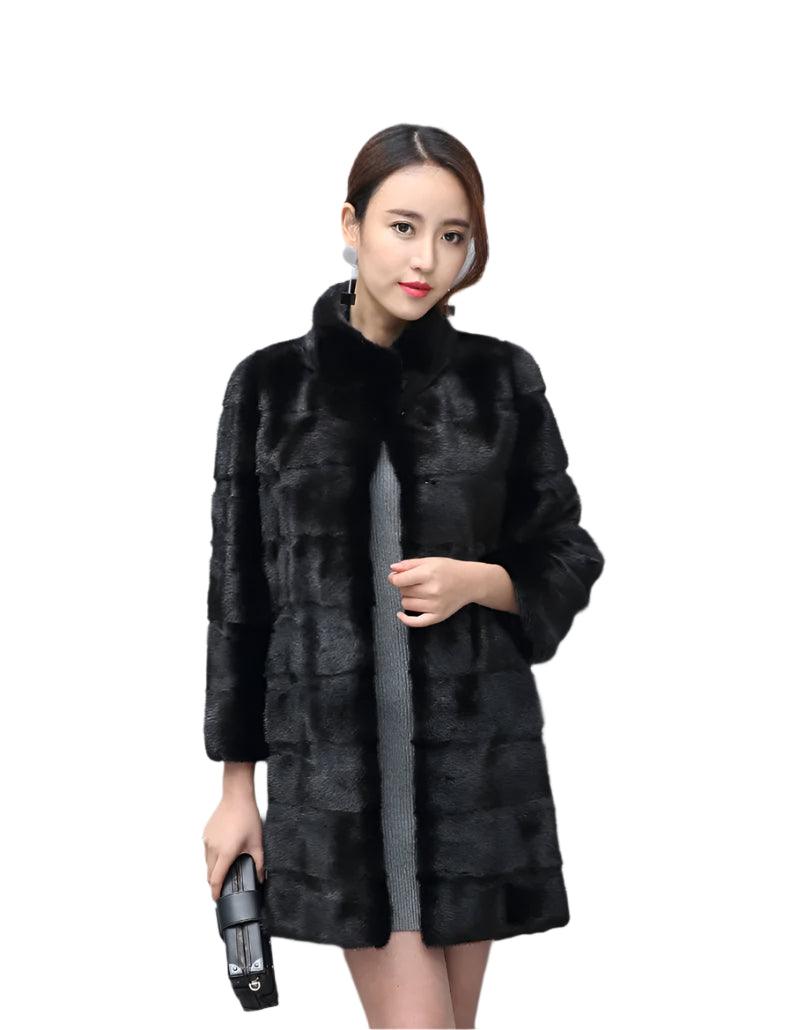 Thick Warm Collar Rabbit Fur Coat Women's Long-sleeve Fashion Jacket Fur Coat - JVMCL