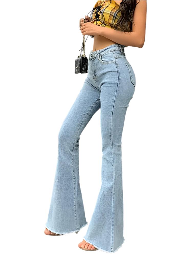 Vintage High-Waist Flare Jeans for Women – Retro Y2K Streetwear Style - JVMCL