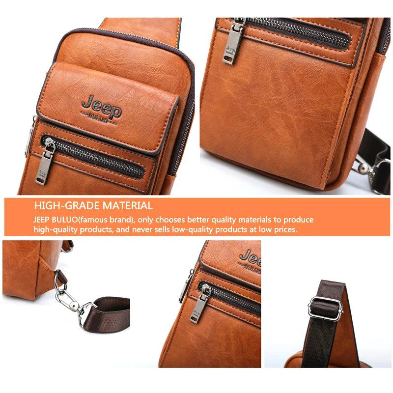 High Quality Men's Split Leather Shoulder Crossbody Bag - JVMCL