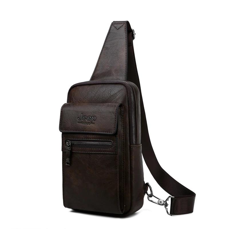 High Quality Men's Split Leather Shoulder Crossbody Bag - JVMCL