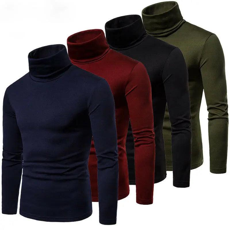 Men’s Slim Fit High Collar Double-Layer Autumn WinterTurtleneck Pullover Sweater - JVMCL