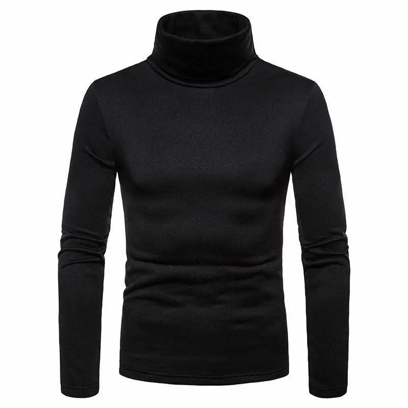 Men’s Slim Fit High Collar Double-Layer Autumn WinterTurtleneck Pullover Sweater - JVMCL