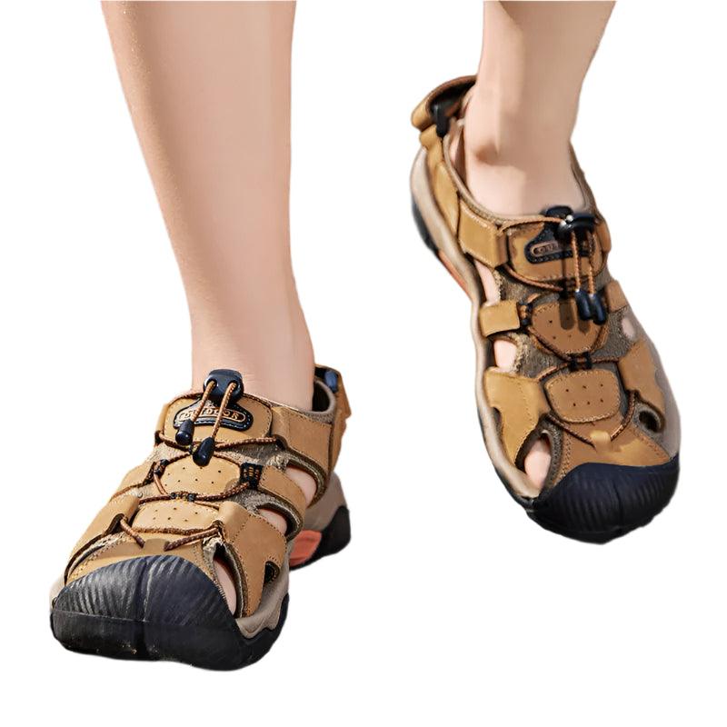 Comfortable Casual Big Size Men Genuine Leather Sandals Vacation Beach Shoes - JVMCL