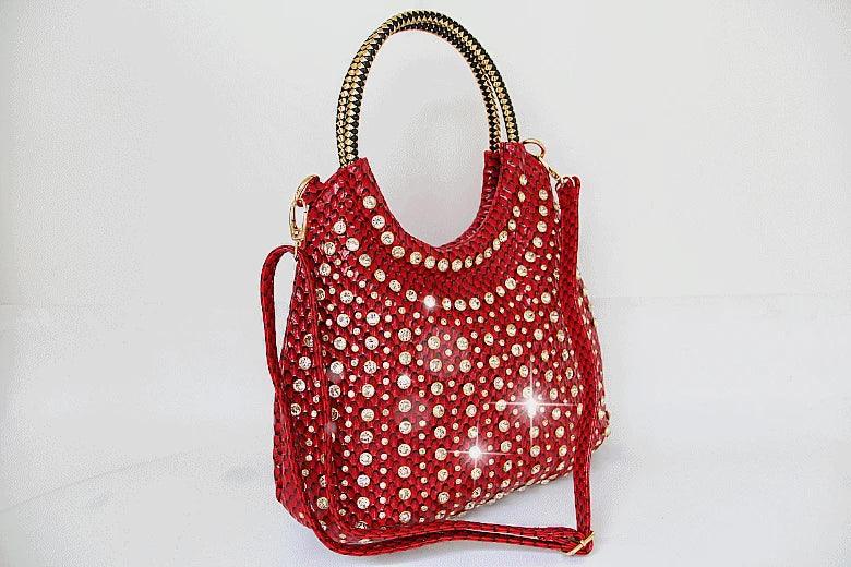 Luxury Fashion Diamond-Embellished Genuine Leather Shoulder Bag – Elegant & Timeless - JVMCL