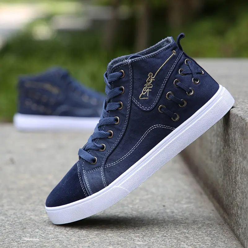 Classic Vulcanized Canvas High-Top School & Trekking Sneakers for Men - JVMCL