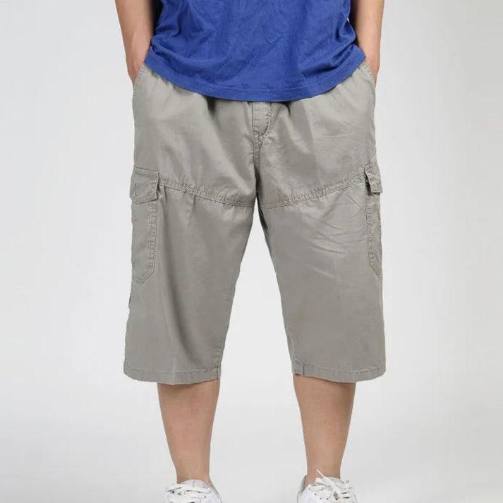 Male Calf Length Multi-Pocket Casual Baggy Plus Size Xl-6Xl Cargo Cotton Pants - JVMCL