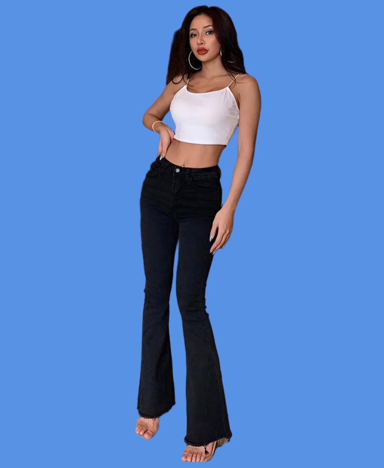 Vintage High-Waist Flare Jeans for Women – Retro Y2K Streetwear Style - JVMCL