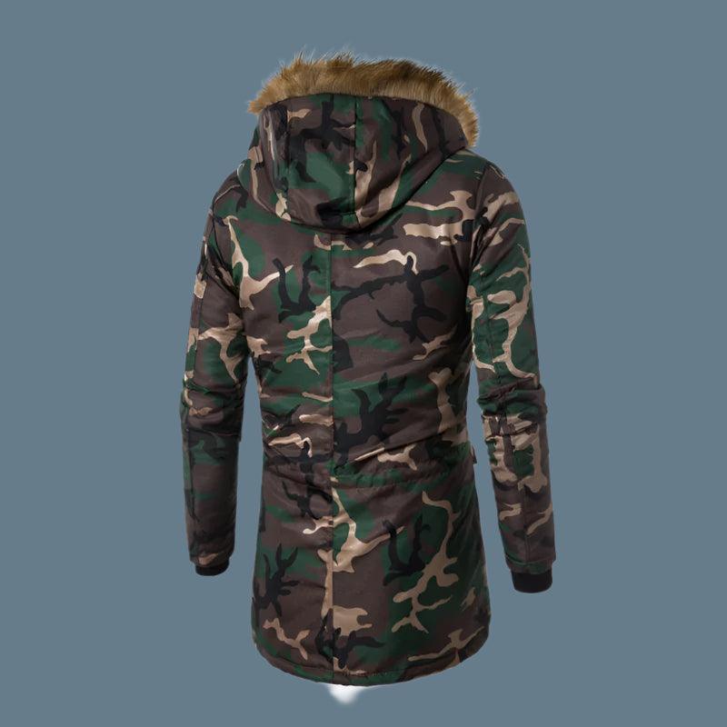 Russian Military Winter Long Camouflage Parka - Fur Collar Hooded Windproof Men's Jacket - JVMCL