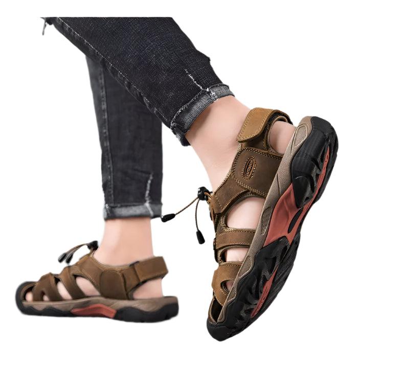 Comfortable Casual Big Size Men Genuine Leather Sandals Vacation Beach Shoes - JVMCL