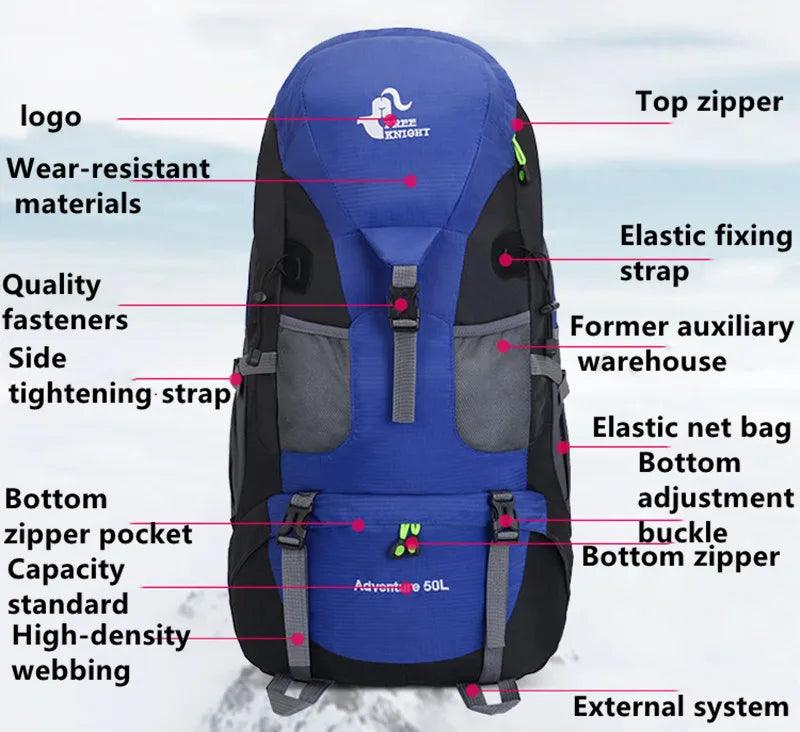 Waterproof 50L Mountaineering Backpack – Outdoor Hiking & Travel Companion - JVMCL