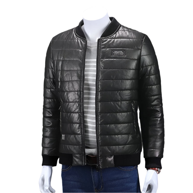 Men's Casual Slim Fit Plus Size Thick Winter Windbreaker PU Leather Jacket Coat - JVMCL