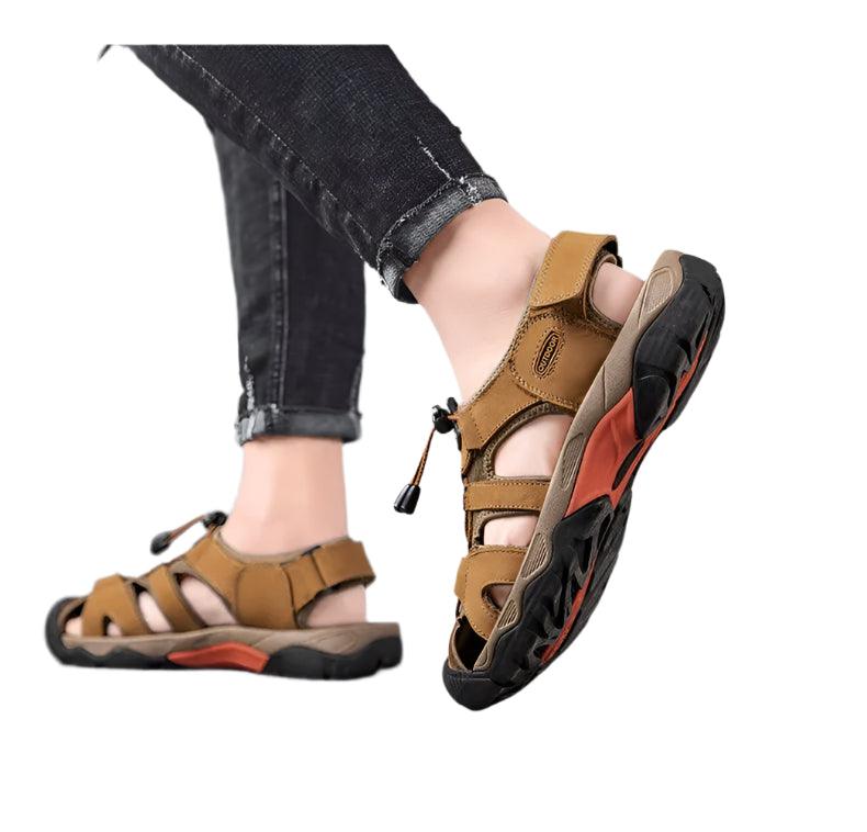 Comfortable Casual Big Size Men Genuine Leather Sandals Vacation Beach Shoes - JVMCL