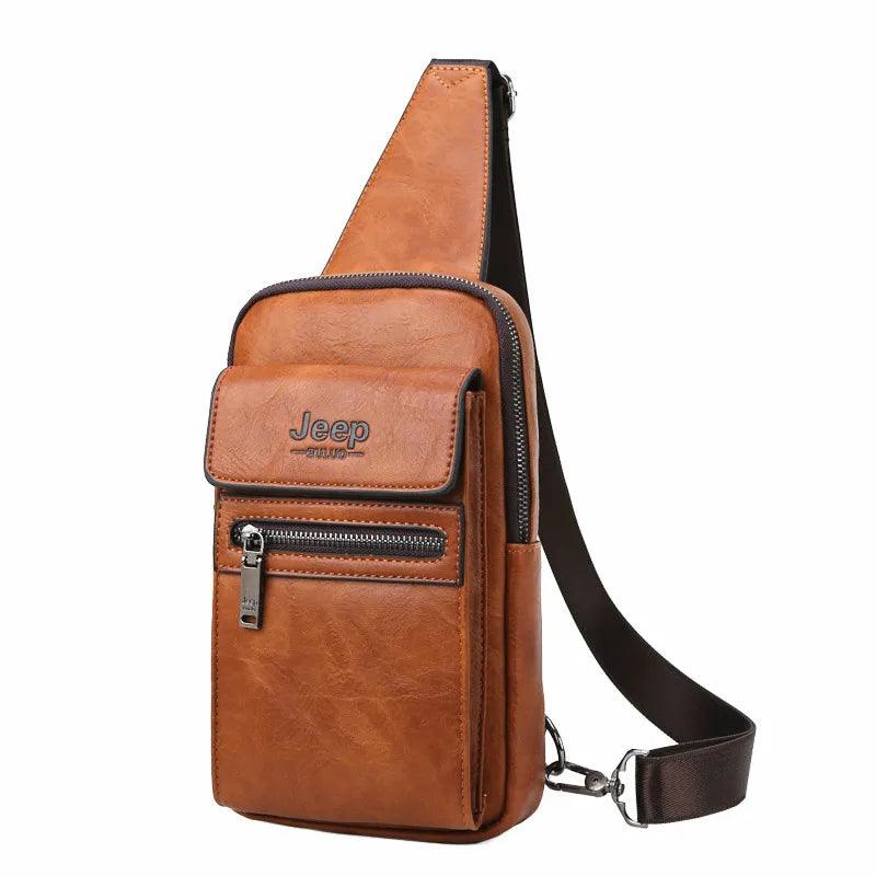 High Quality Men's Split Leather Shoulder Crossbody Bag - JVMCL