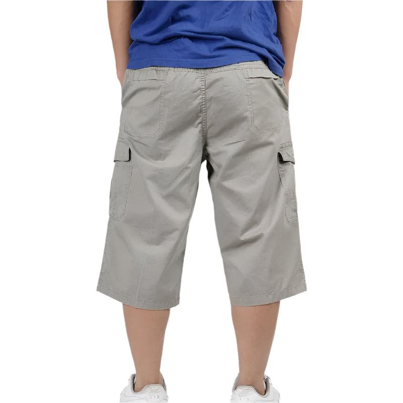 Male Calf Length Multi-Pocket Casual Baggy Plus Size Xl-6Xl Cargo Cotton Pants - JVMCL