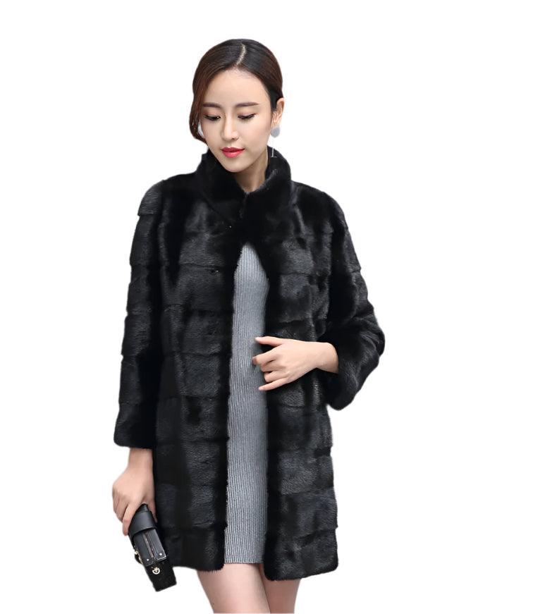 Thick Warm Collar Rabbit Fur Coat Women's Long-sleeve Fashion Jacket Fur Coat - JVMCL