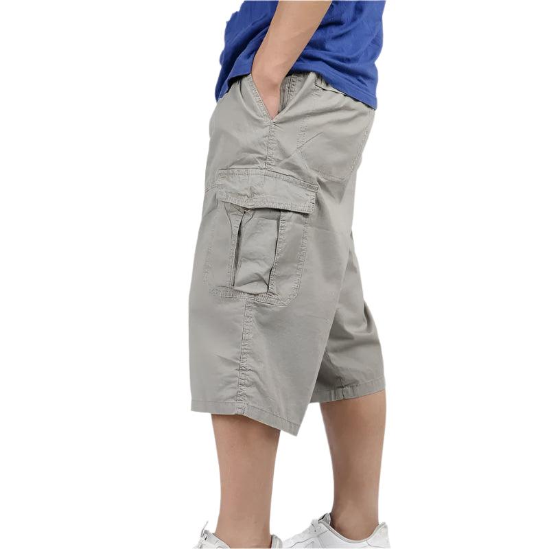 Male Calf Length Multi-Pocket Casual Baggy Plus Size Xl-6Xl Cargo Cotton Pants - JVMCL