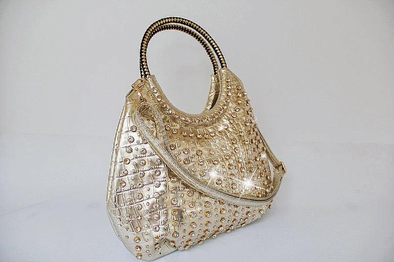 Luxury Fashion Diamond-Embellished Genuine Leather Shoulder Bag – Elegant & Timeless - JVMCL