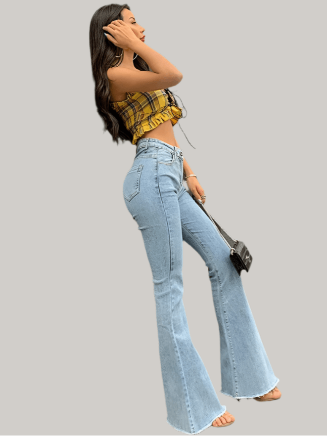 Vintage High-Waist Flare Jeans for Women – Retro Y2K Streetwear Style - JVMCL