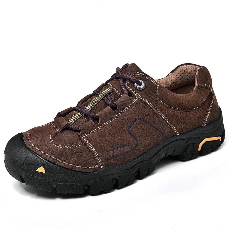 Men's Genuine Leather Casual Shoes – Breathable Sneakers for Outdoor & Hiking - JVMCL