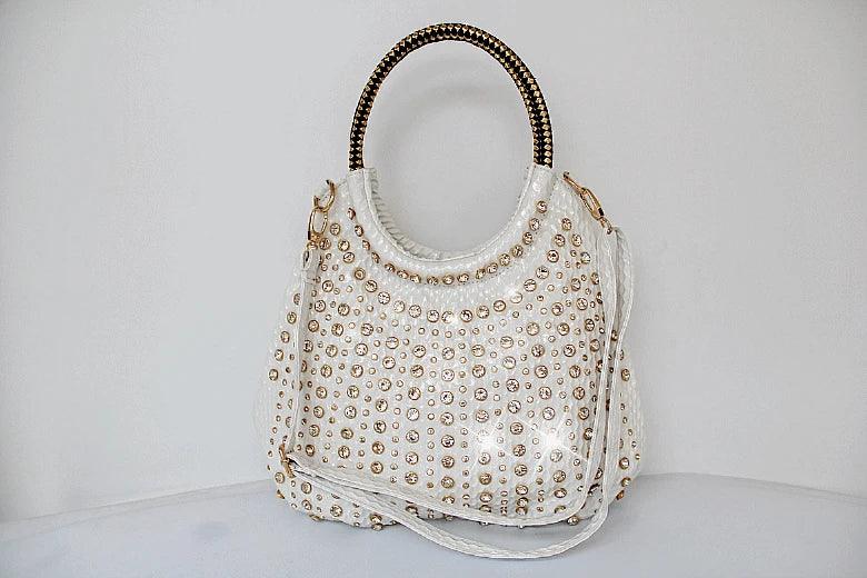 Luxury Fashion Diamond-Embellished Genuine Leather Shoulder Bag – Elegant & Timeless - JVMCL