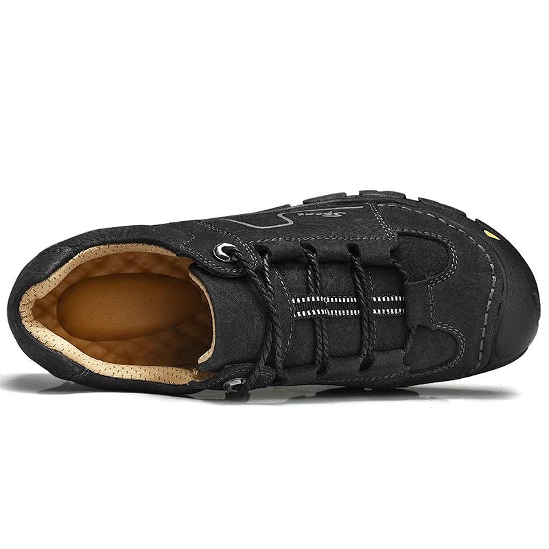 Men's Genuine Leather Casual Shoes – Breathable Sneakers for Outdoor & Hiking - JVMCL