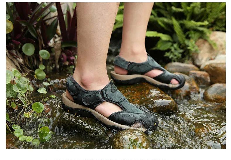 Men's Summer Outdoor, Non-slip Leather Sandals - JVMCL