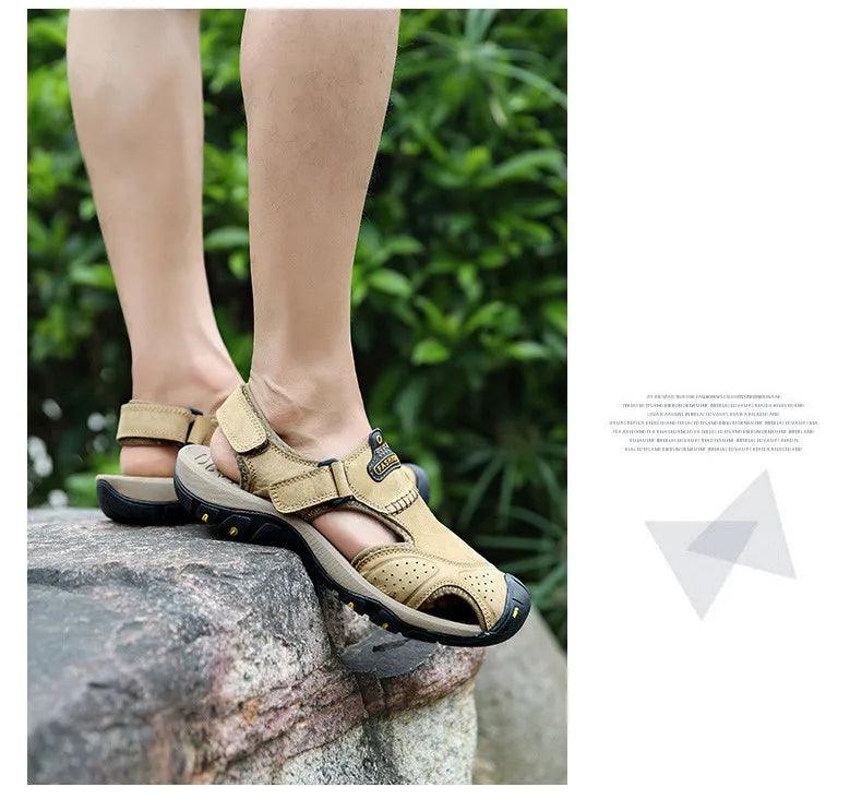 Men's Summer Outdoor, Non-slip Leather Sandals - JVMCL