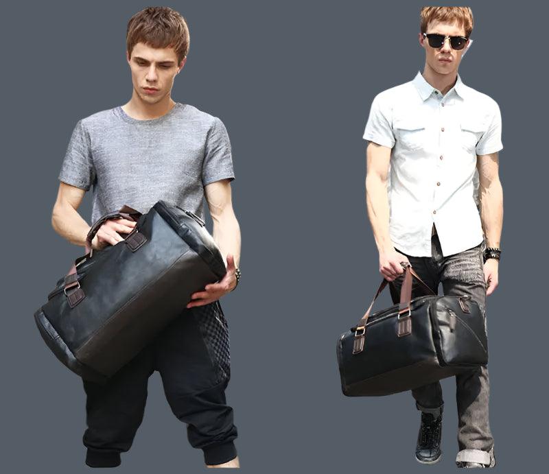 Men’s PU Leather Gym Duffel Bag – Stylish Travel & Fitness Shoulder Tote - JVMCL