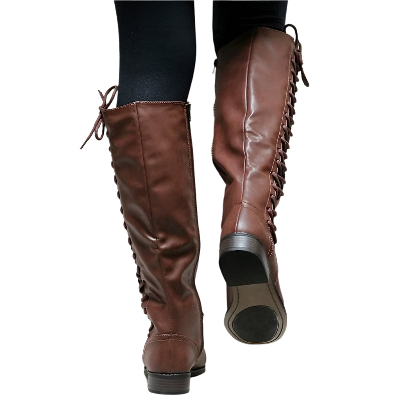 Stylish Warm & Durable Genuine Leather Knee-High Motorcycle Winter Boots - JVMCL