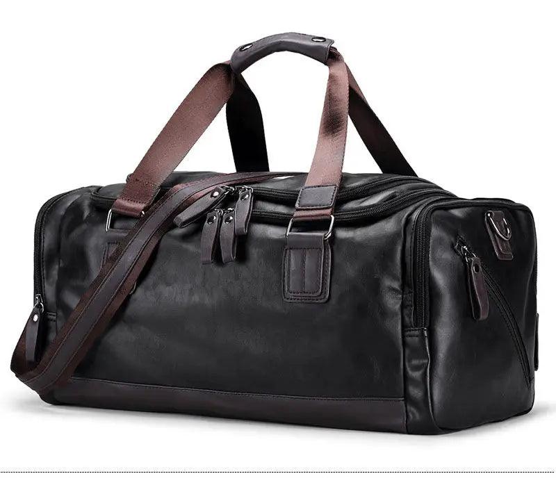 Men’s PU Leather Gym Duffel Bag – Stylish Travel & Fitness Shoulder Tote - JVMCL